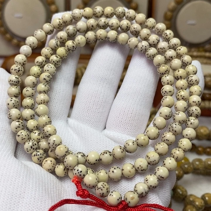 星月菩提吊坠石玉6骨瓷白正圆长串