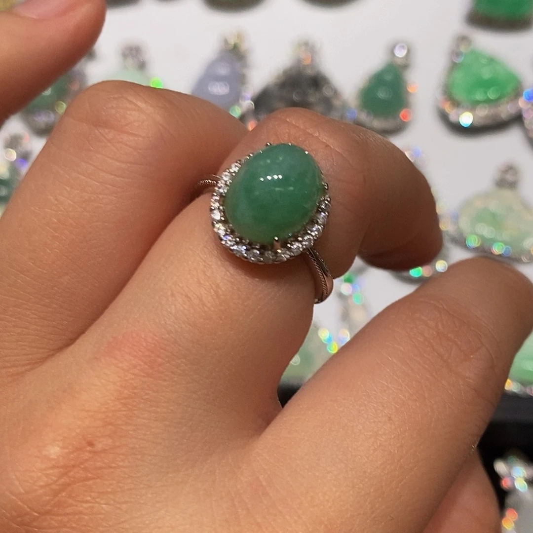 翡翠银S925镶嵌颈饰天然翡翠