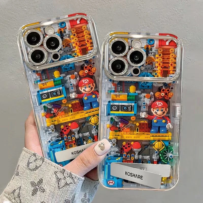 将顿适用苹果15PRO手机壳12马里奥积木13全包15视窗华为PURA70PRO
