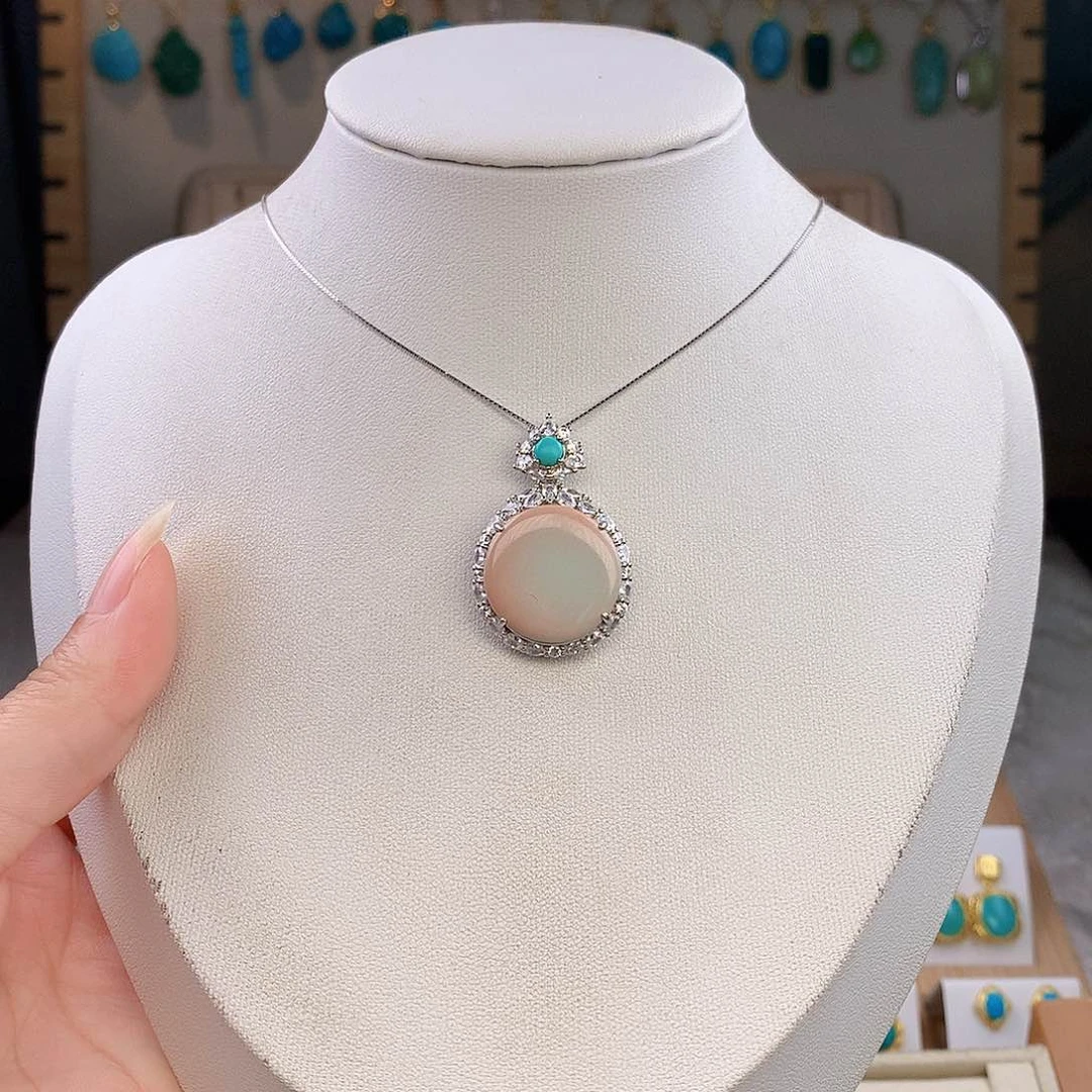 绿松石银S925镶嵌颈饰