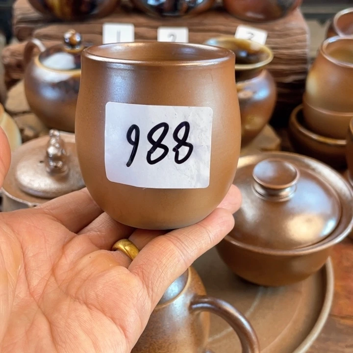 杯踏**痕建水紫陶白泥柴烧杯