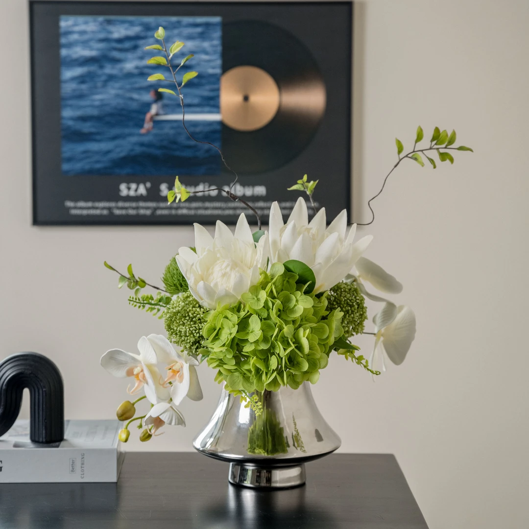 北欧帝王花绿色原创仿真客厅茶几玄关台桌书房桌面商场轻奢高级感