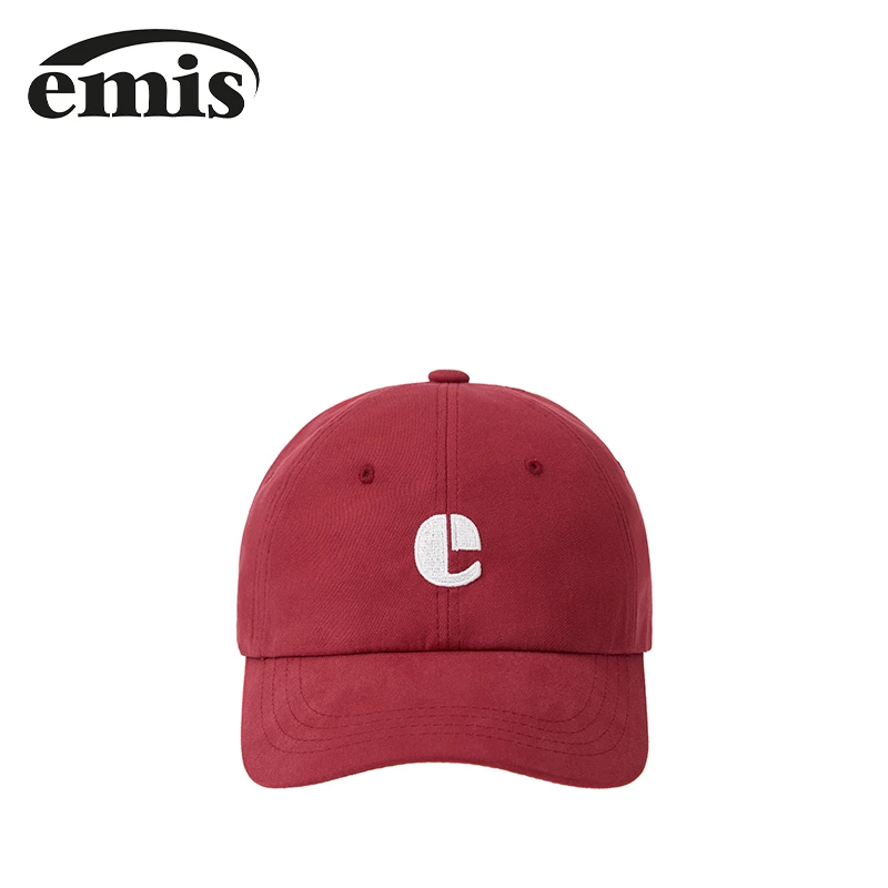 emis帽子复古e标棒球帽女红色百搭鸭舌帽男时尚新款软顶高级感