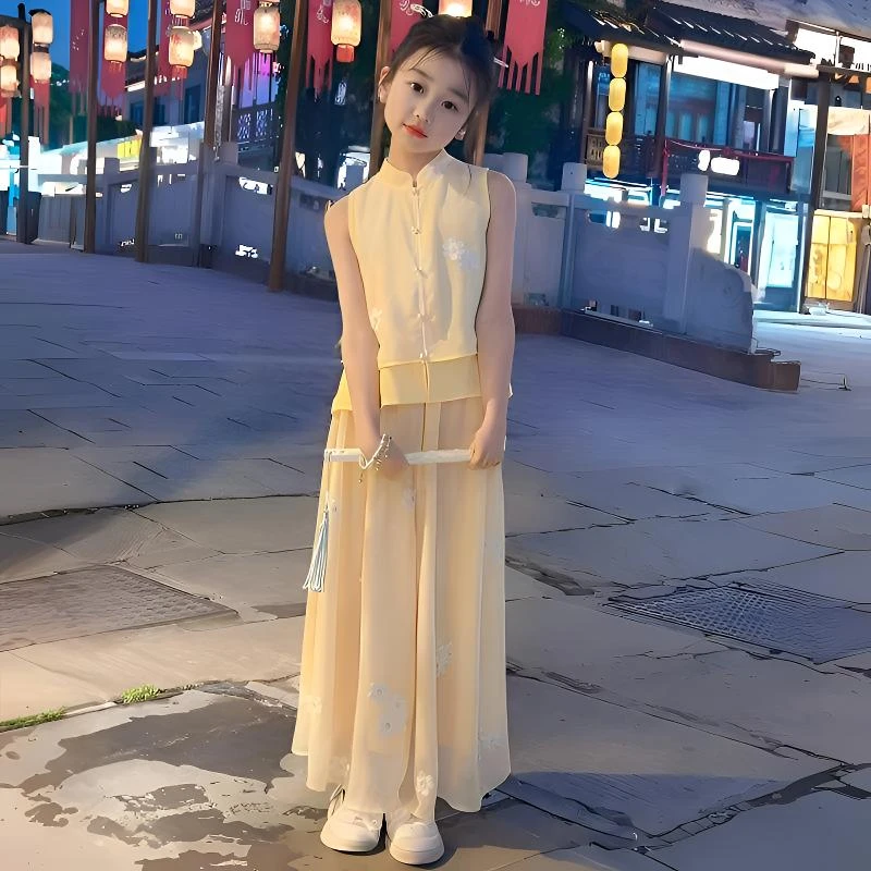 女童国风套装夏季2025新款洋气儿童汉服女孩夏装新中式唐装两件套