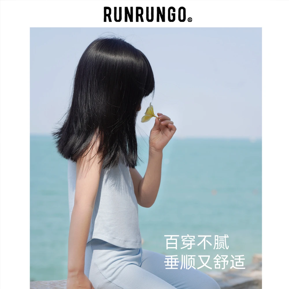 Runrungo【灵动少女】25夏「凉爽透气」儿童薄款背心针织休闲无袖T恤