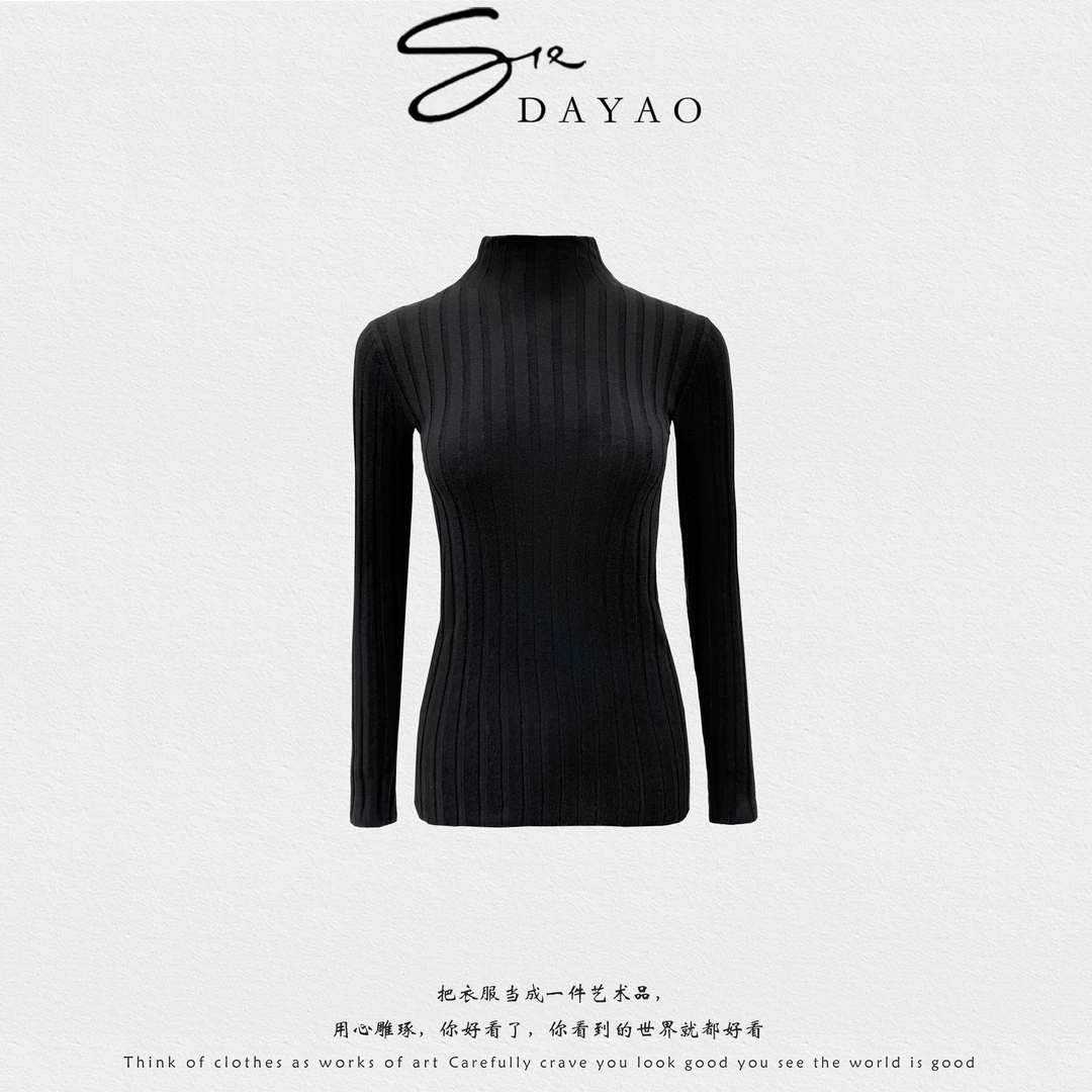 「DAYAO」25s常规款高龄长袖收身百搭气质名媛毛针织衫WYAF25986