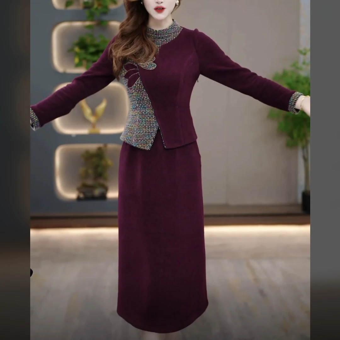 【连衣裙】2025冬季新款气质时尚减龄修身收腰打底裙CY25Y3658款