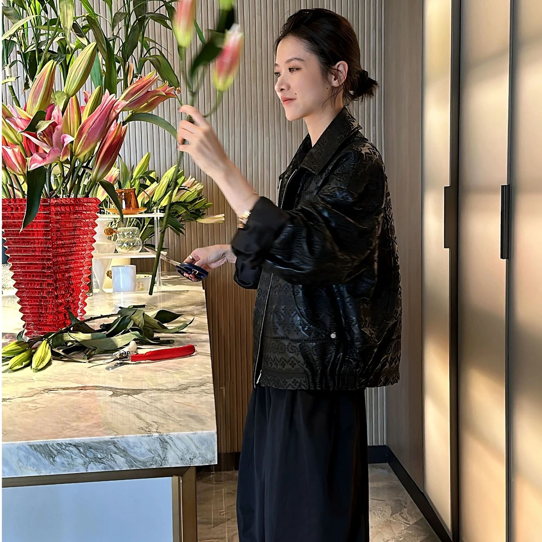 DE Mincollection刺绣外套/秋冬重工马德拉人造皮革夹克外套40171