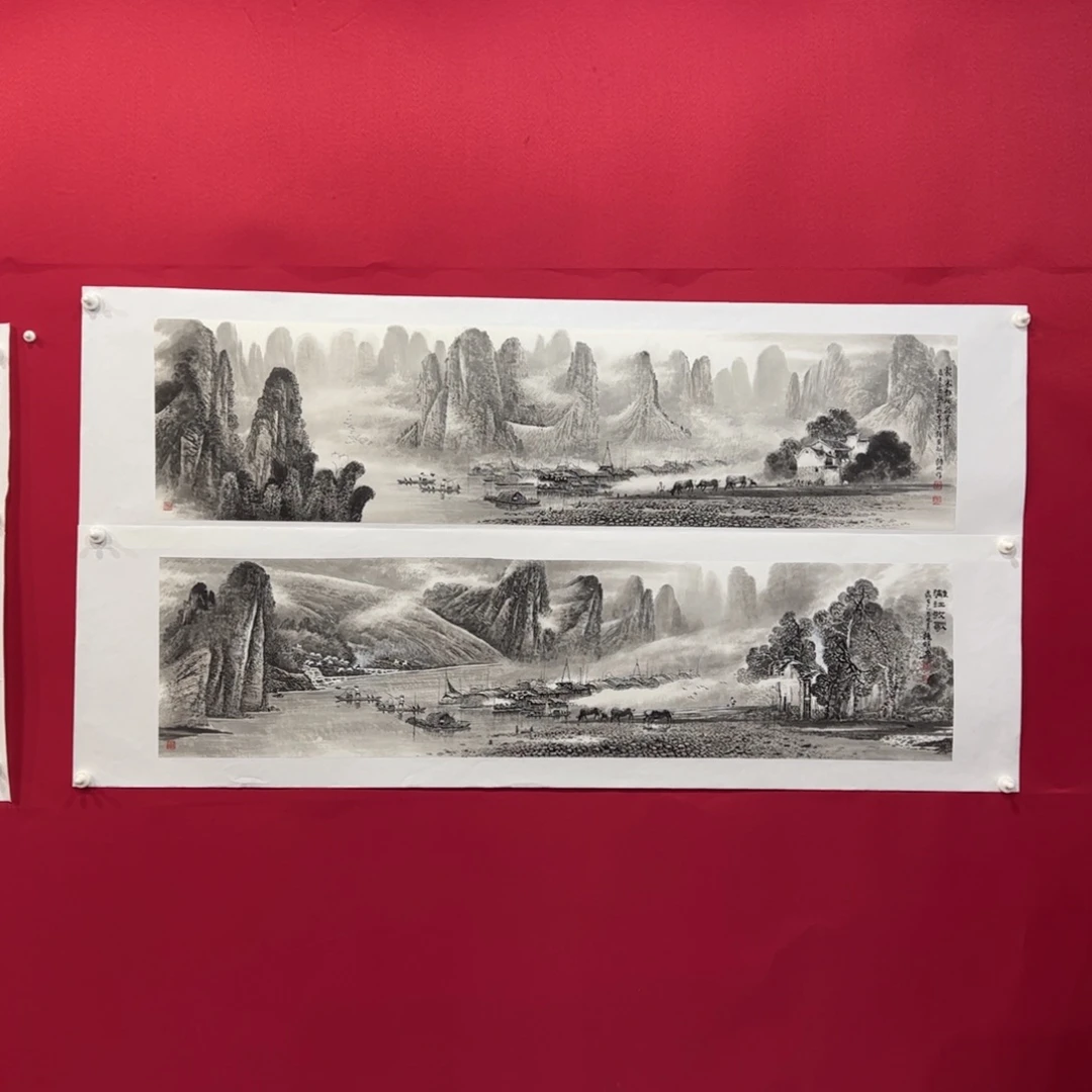 南***妆国画莫老师四尺对开作品