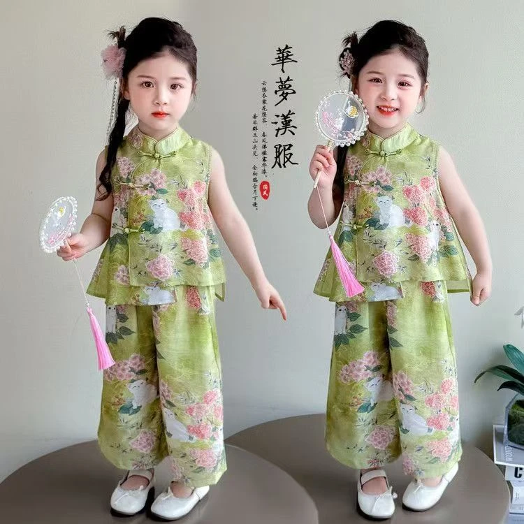 2025女童夏季新中式中国风两件套儿童夏季衣服