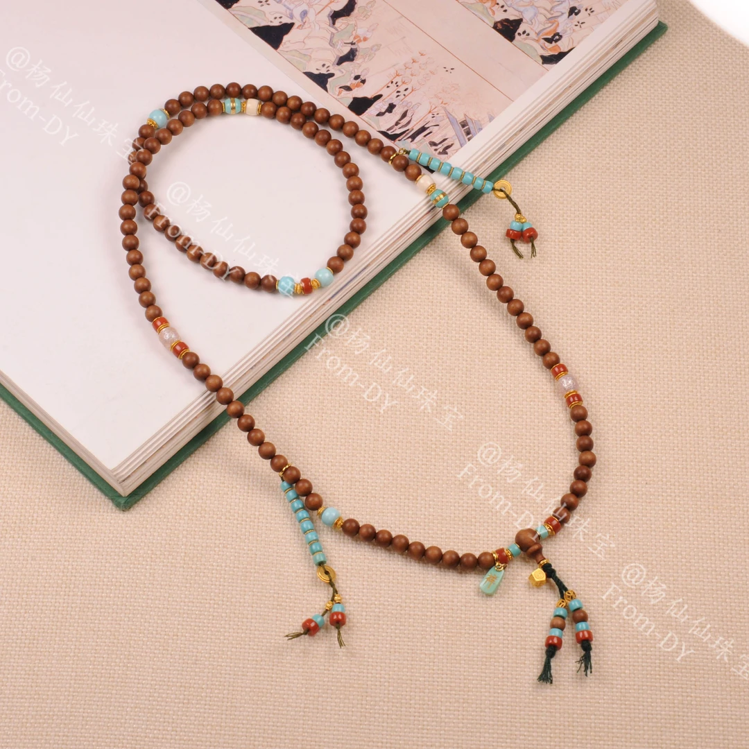 【杨仙仙珠宝】18K金镶嵌老山檀多宝手串（6mm）-A3152