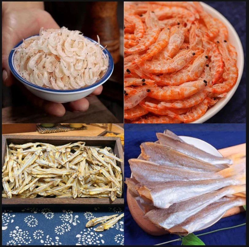 （冷链车发货）深海海鲜干货虾皮+六角鱼+白帆鱼+红虾干各1斤共4斤