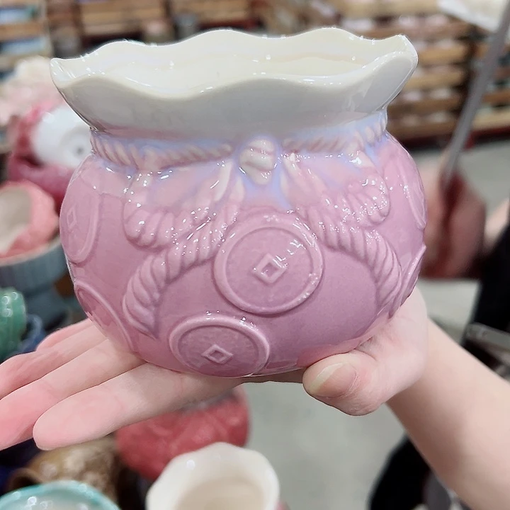 有孔.凑满10元发货多肉陶瓷花盆！