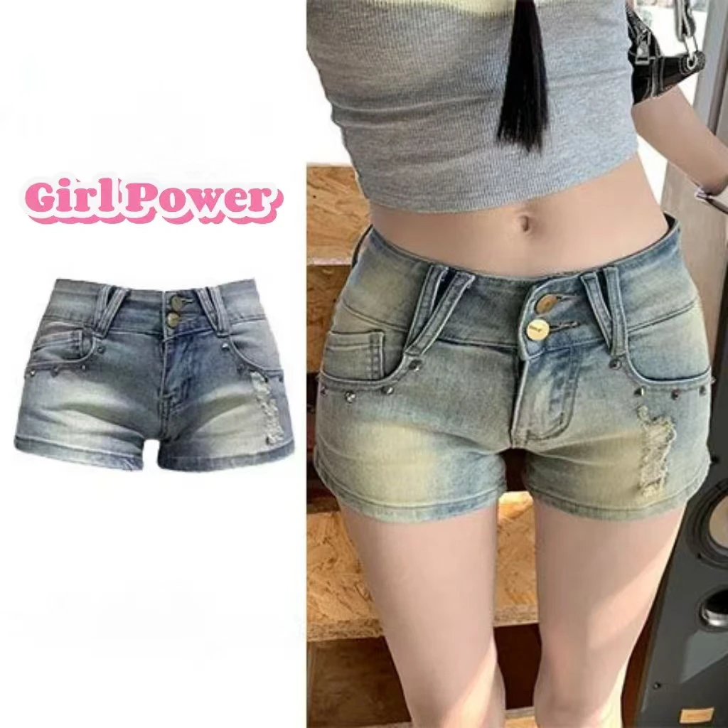 辣妹牛仔短裤短款夏季新款紧身外穿低腰显瘦薄款热裤百搭超短裤
