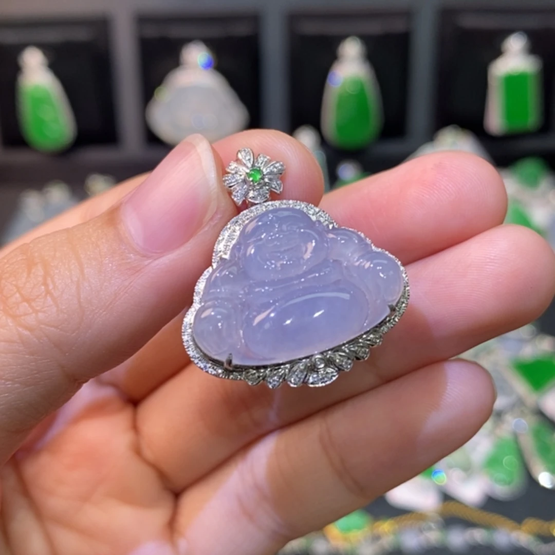 翡翠18K金镶嵌吊坠(不含链)