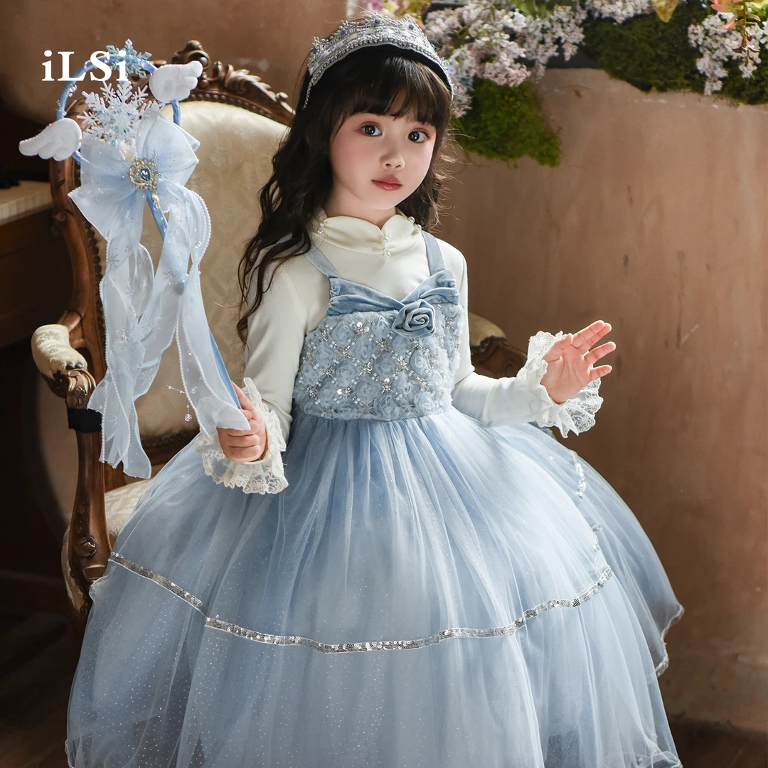 儿童冰雪奇缘艾莎公主裙2025秋季新款女孩爱莎生日礼服女童连衣裙