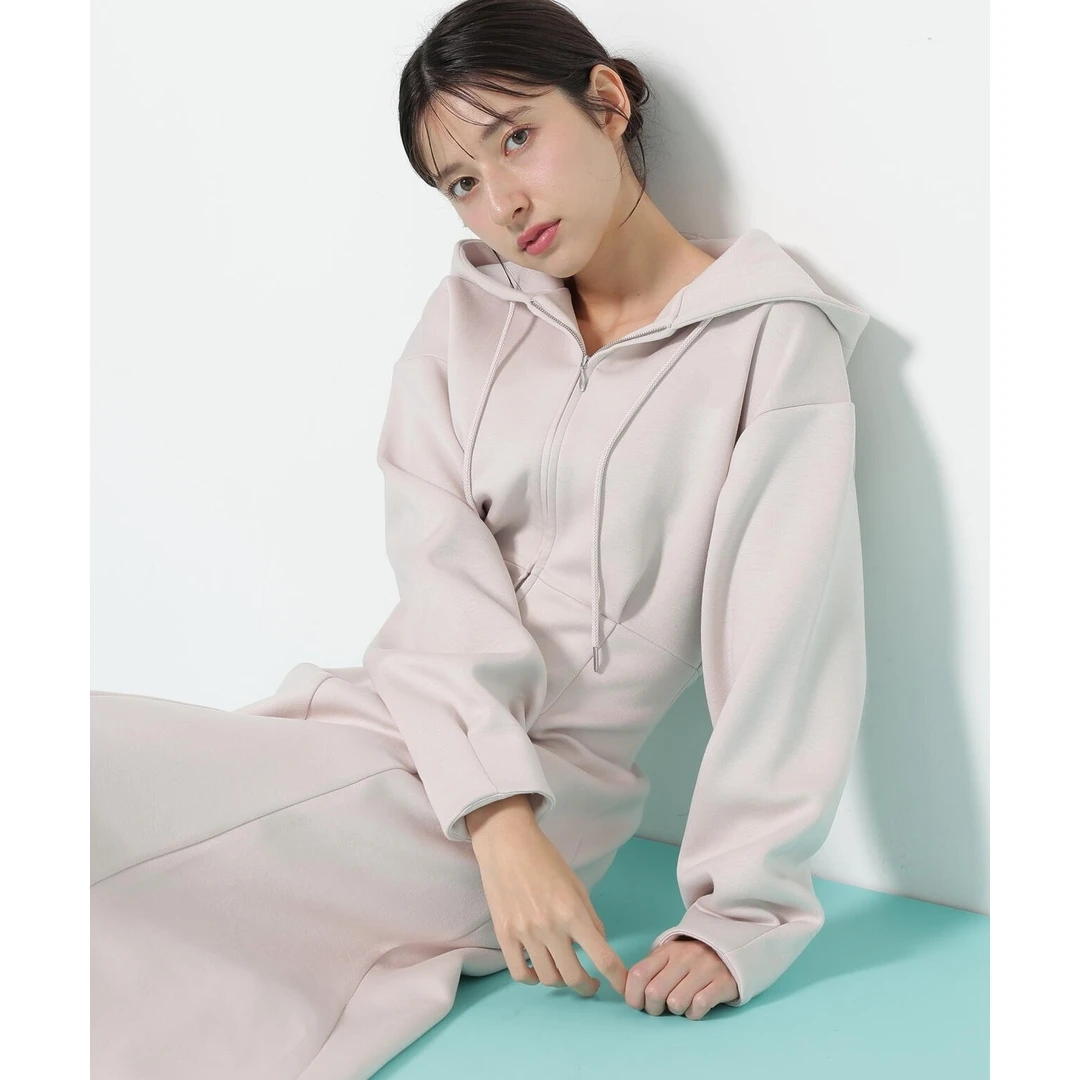 【Montendre】秋冬新款 J 百搭气质休闲风长裙连帽长袖连衣裙