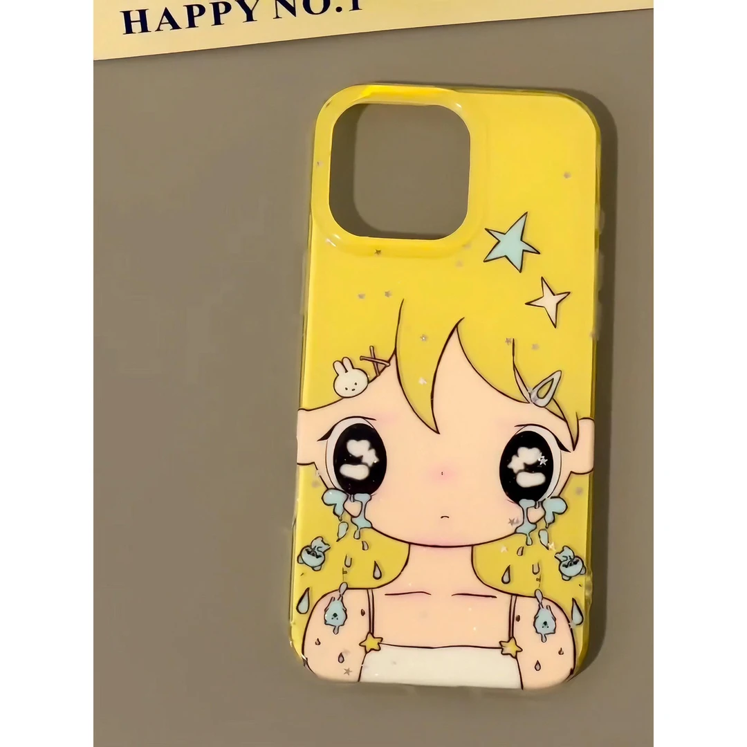 软萌可爱黄发女孩适用苹果16promax手机壳iPhone15新款14防摔壳13