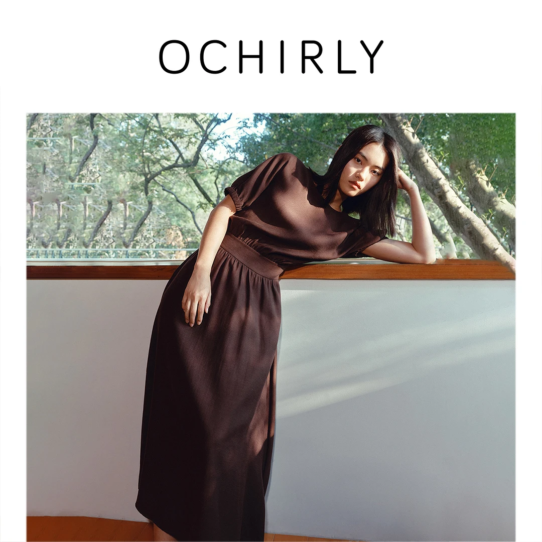 OCHIRLY欧时力 天丝A字连衣裙女连袖后挖空收腰气质2025夏季新品