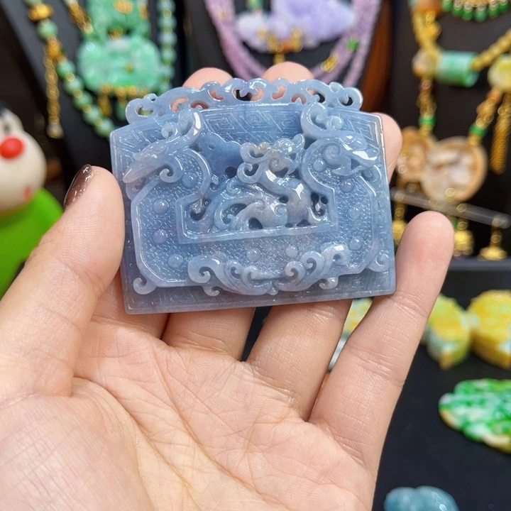 万***心翡翠未镶嵌项链翡翠