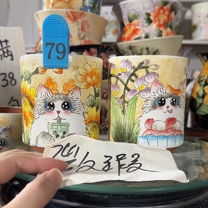 景德镇幸运花盆手绘韩式花盆