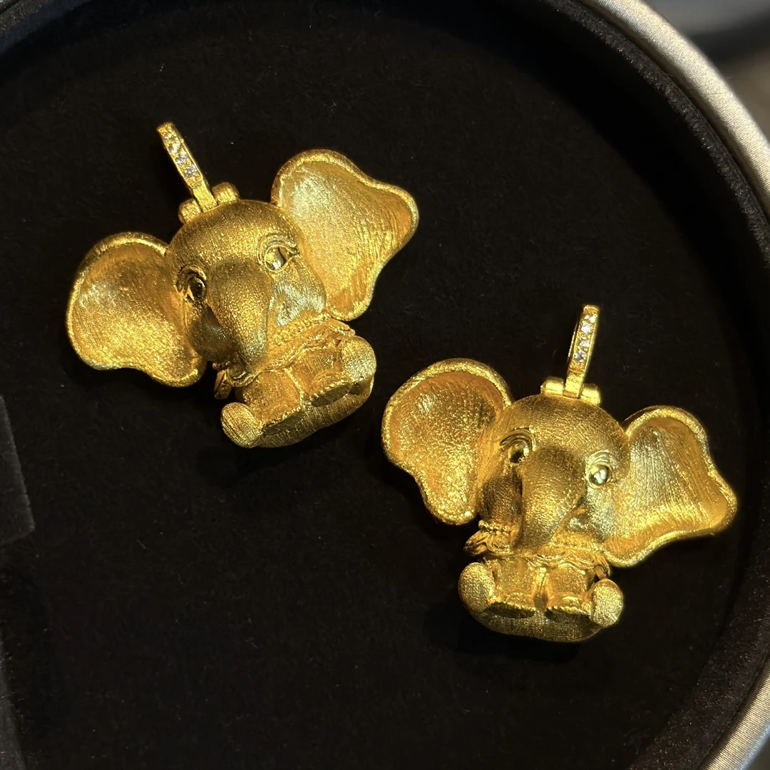 足金999【丝绒拉丝大象】吊坠集合