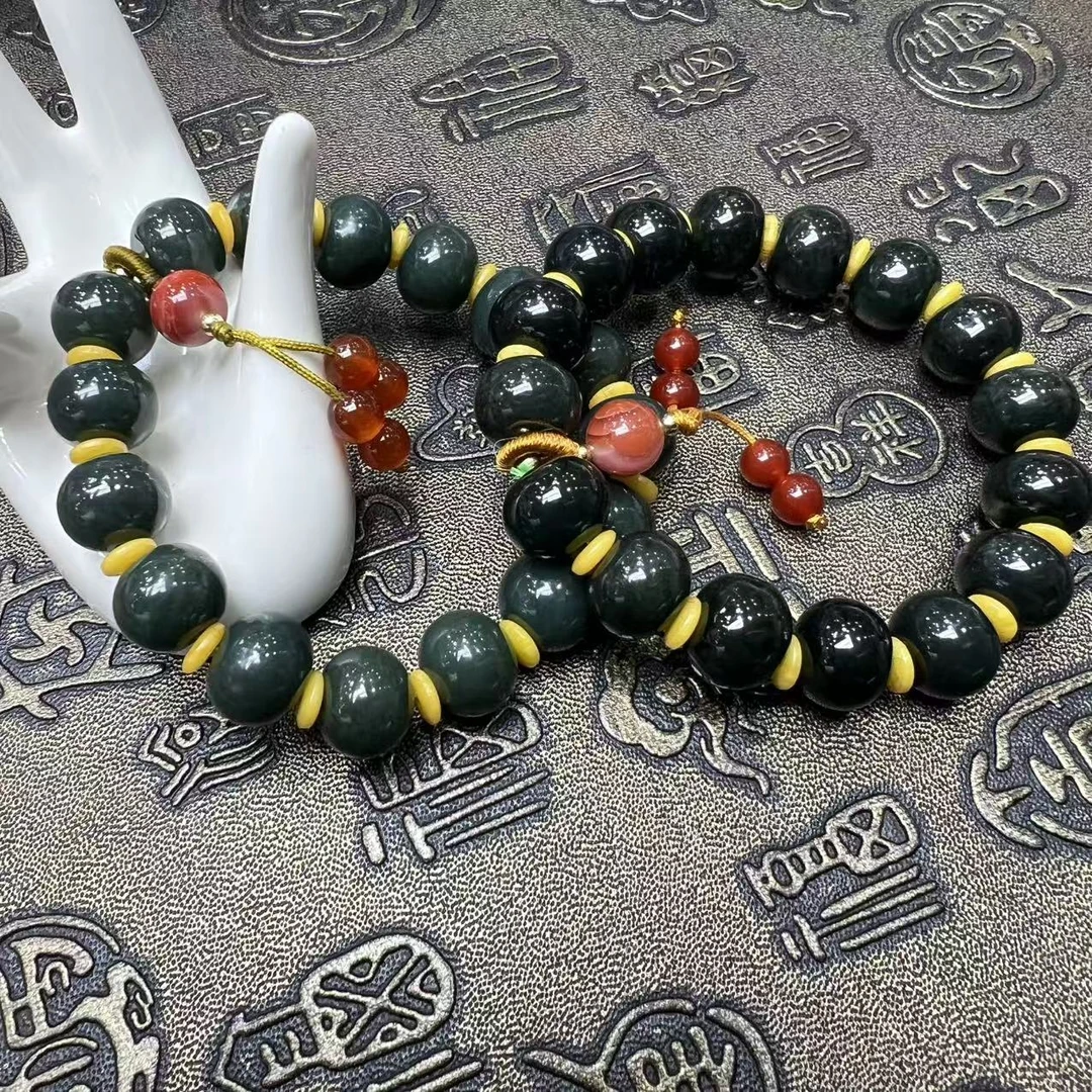 H4678卡12左右-一系青玉和田玉手串-多样性发其一