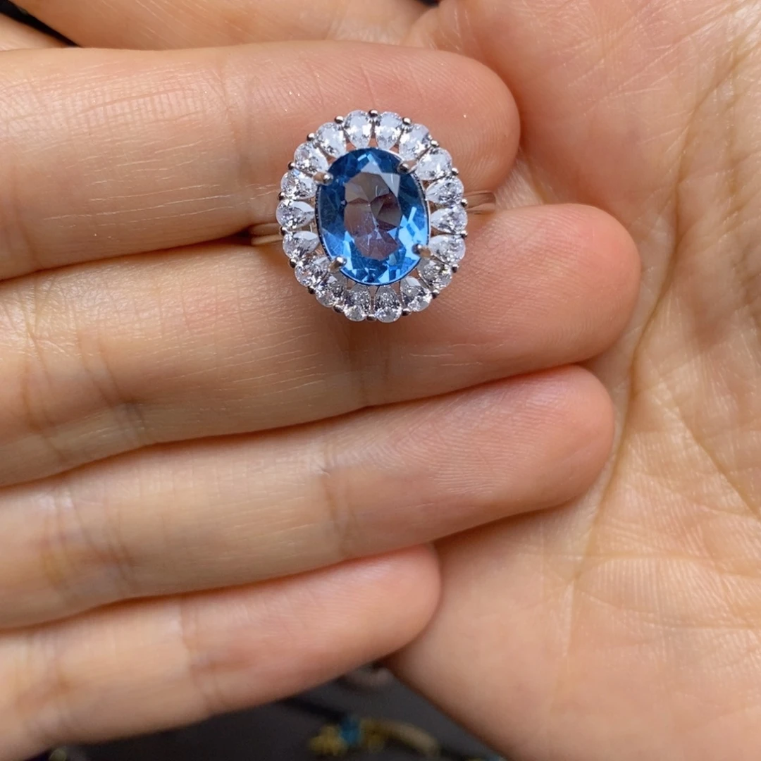 银S925镶嵌戒指托帕石