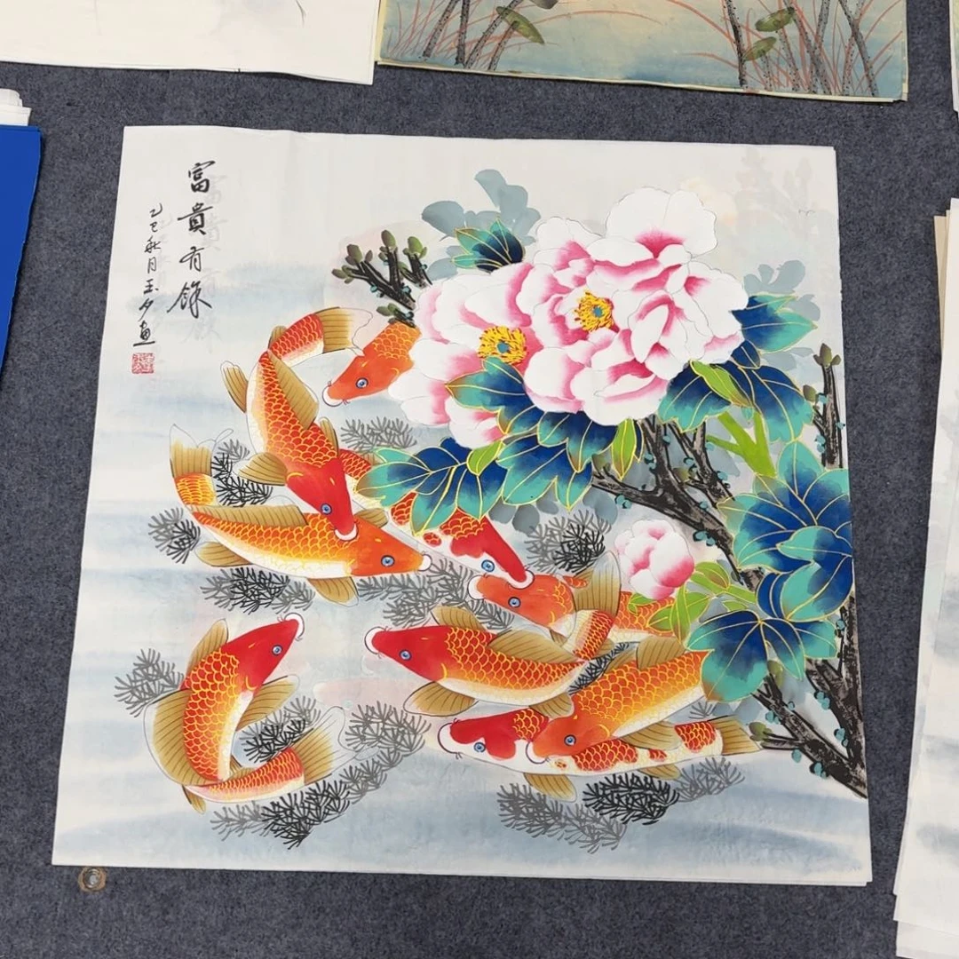 国画68×68金线鱼画画画画
