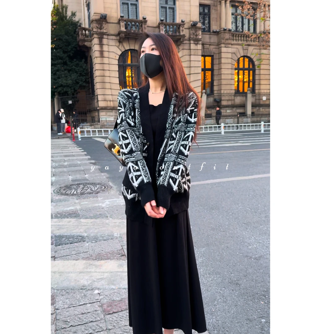 【ZENG缯】FAIR ISLE JACQUARD费尔岛女士箭头提花羊毛衣开衫外套