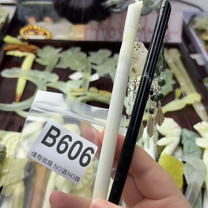 懒***人合金蛇纹石玉发饰