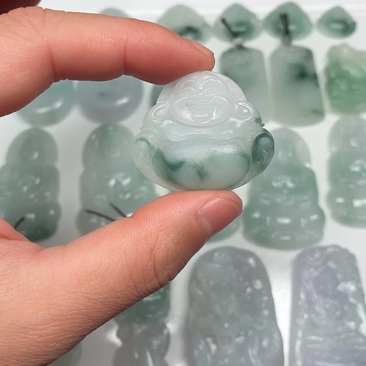 定制翡翠未镶嵌飘花佛公