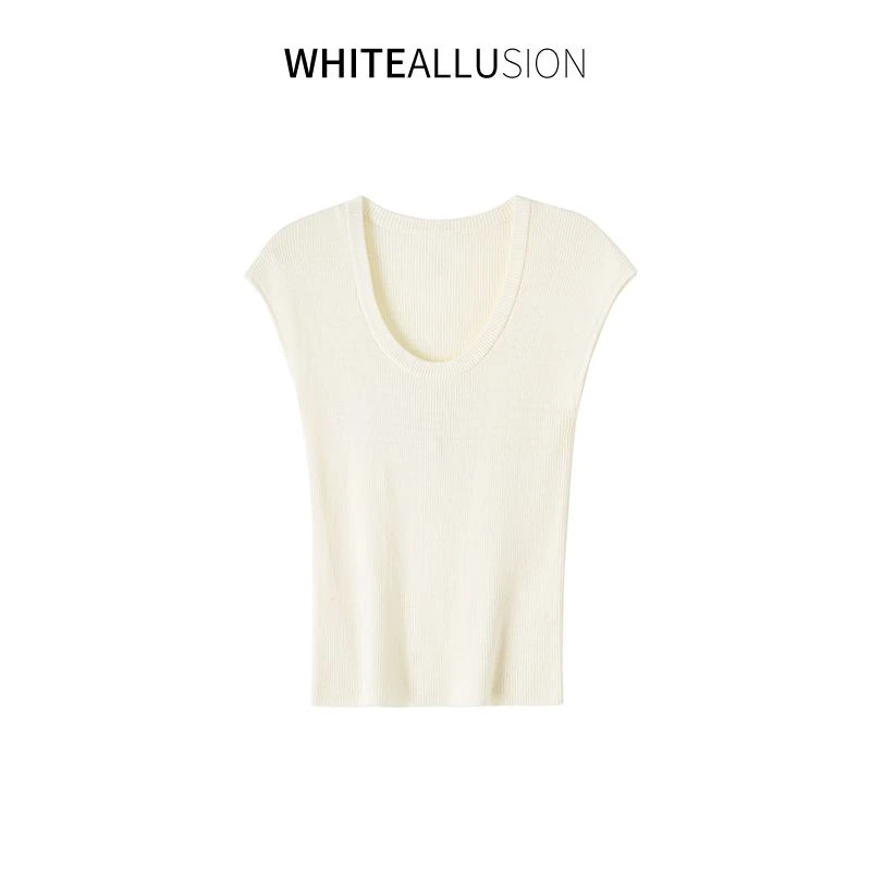 素典【气质T】韩系U领绵羊毛小飞袖针织衫弹力百搭显瘦上衣4126