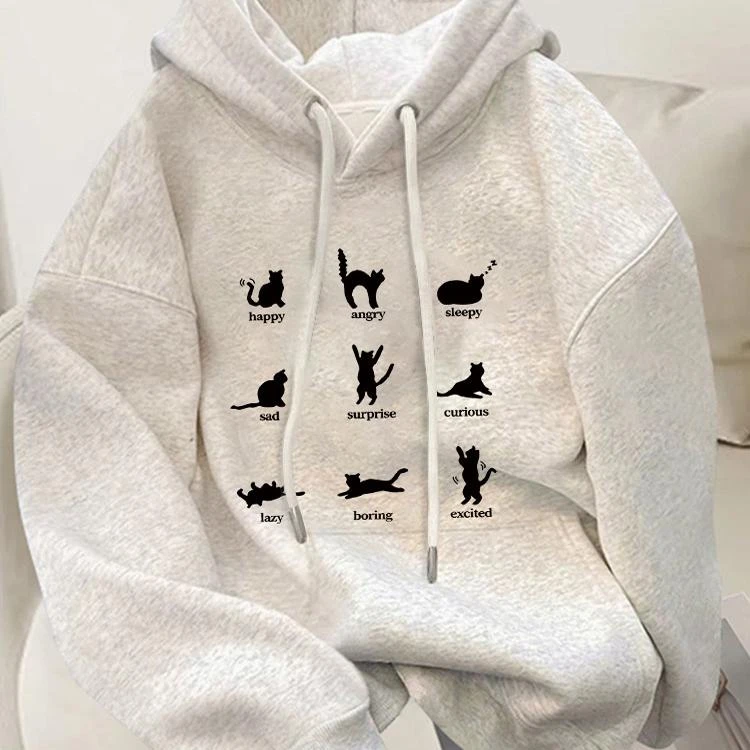 潮牌灰色连帽卫衣女秋冬2025新款爆款宽松小个子上衣加绒加厚帽衫