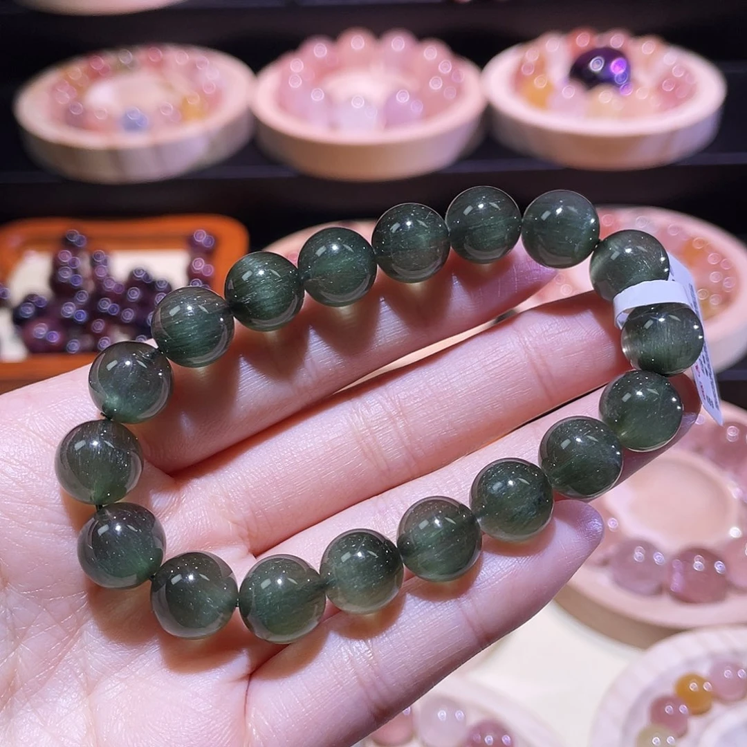 水晶手链未镶嵌绿发晶手链，晶体通透10.8