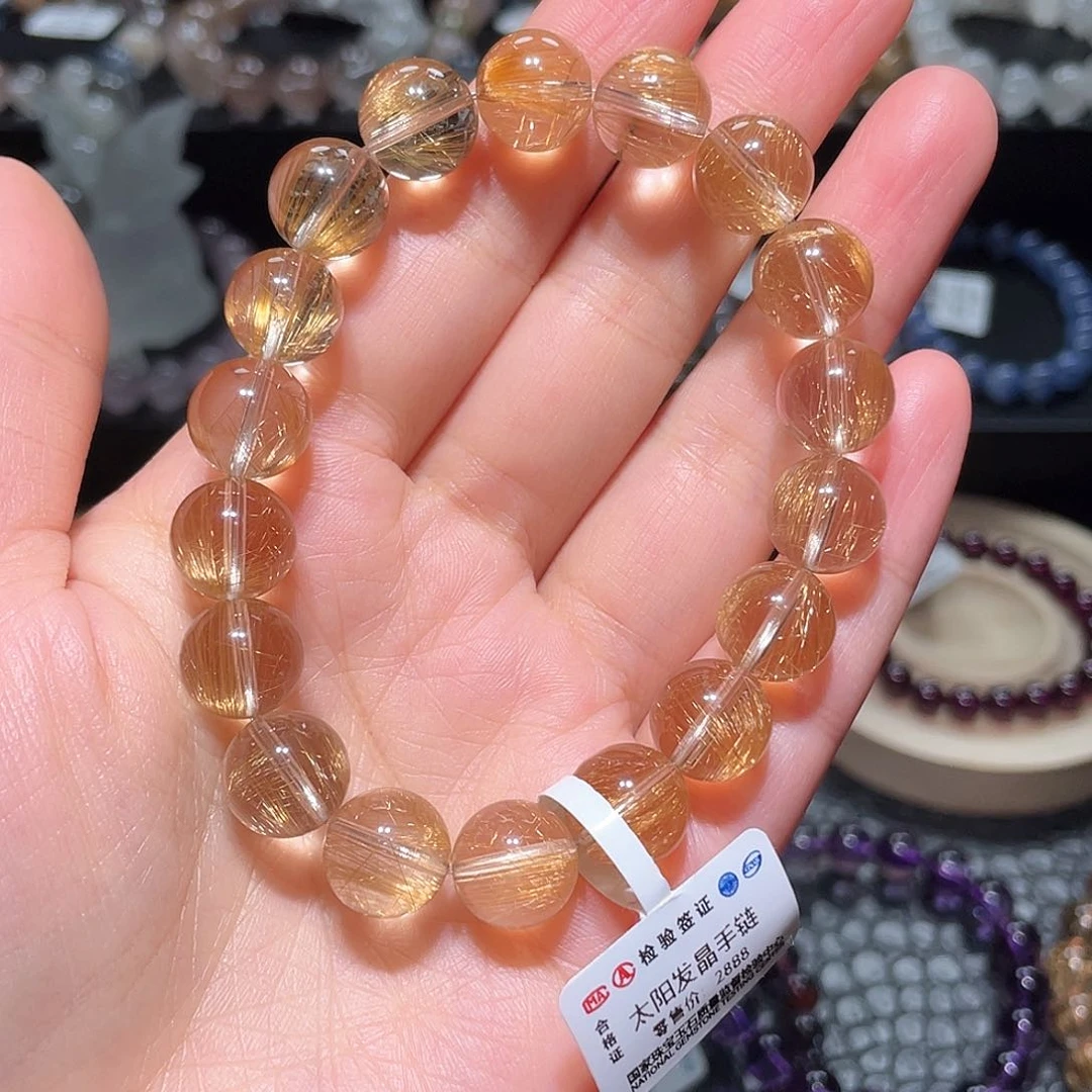 水晶手链未镶嵌太阳发晶手链，晶体通透