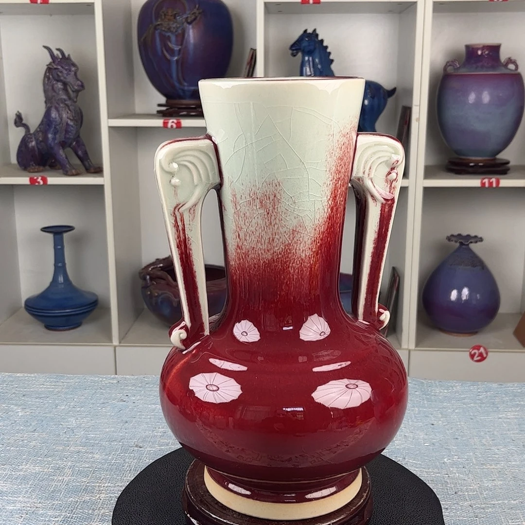 瓷片象鼻尊宝石红珍品