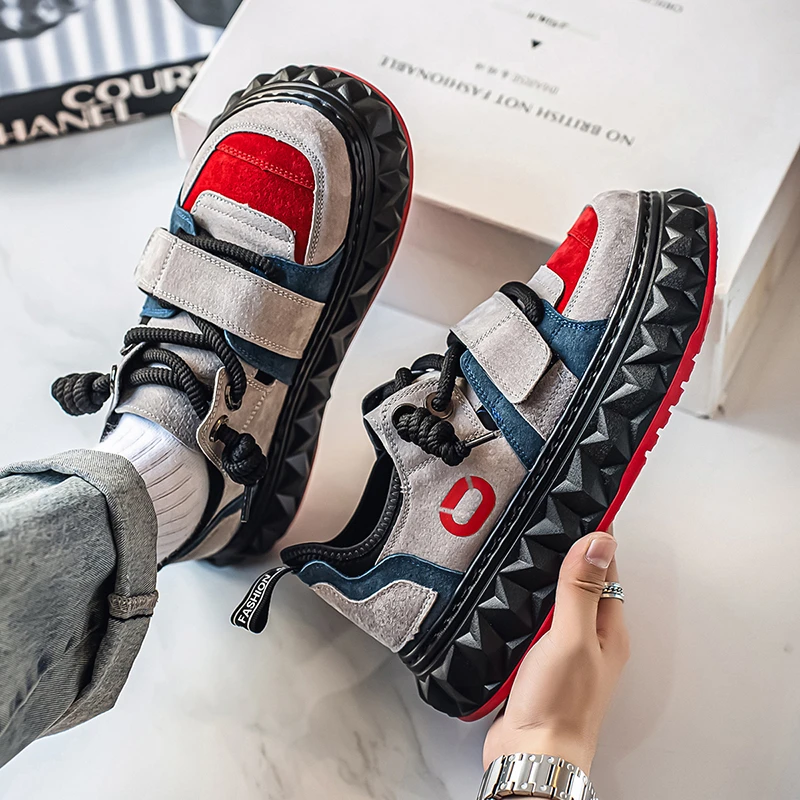 男鞋2025秋季新款潮流拼色丑萌鞋高级感百搭厚底增高运动休闲潮鞋