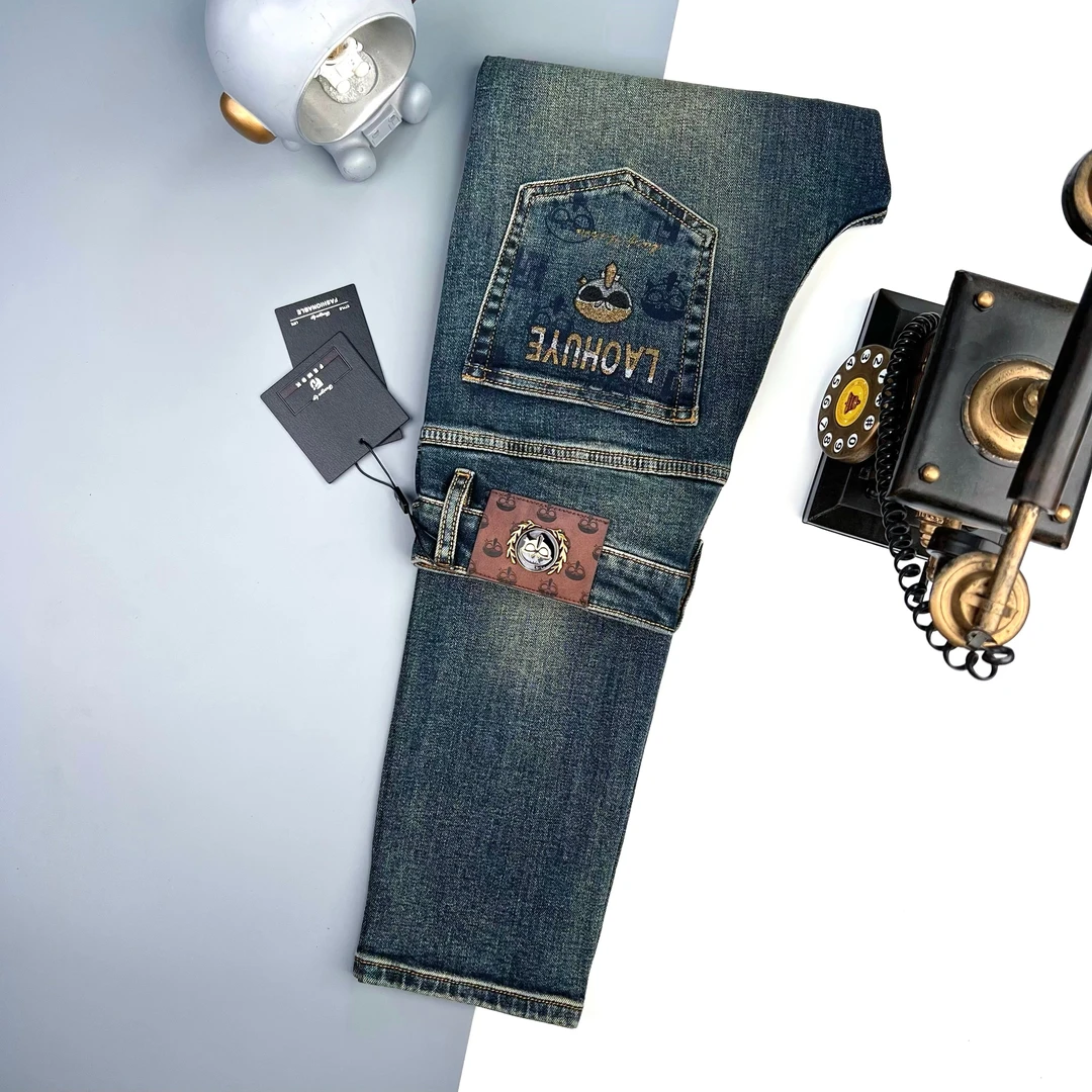 【8051】秋季新款男士弹力休闲水洗牛仔百搭修身小直筒长裤