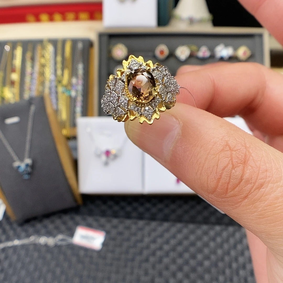 碧玺戒指银S925镶嵌