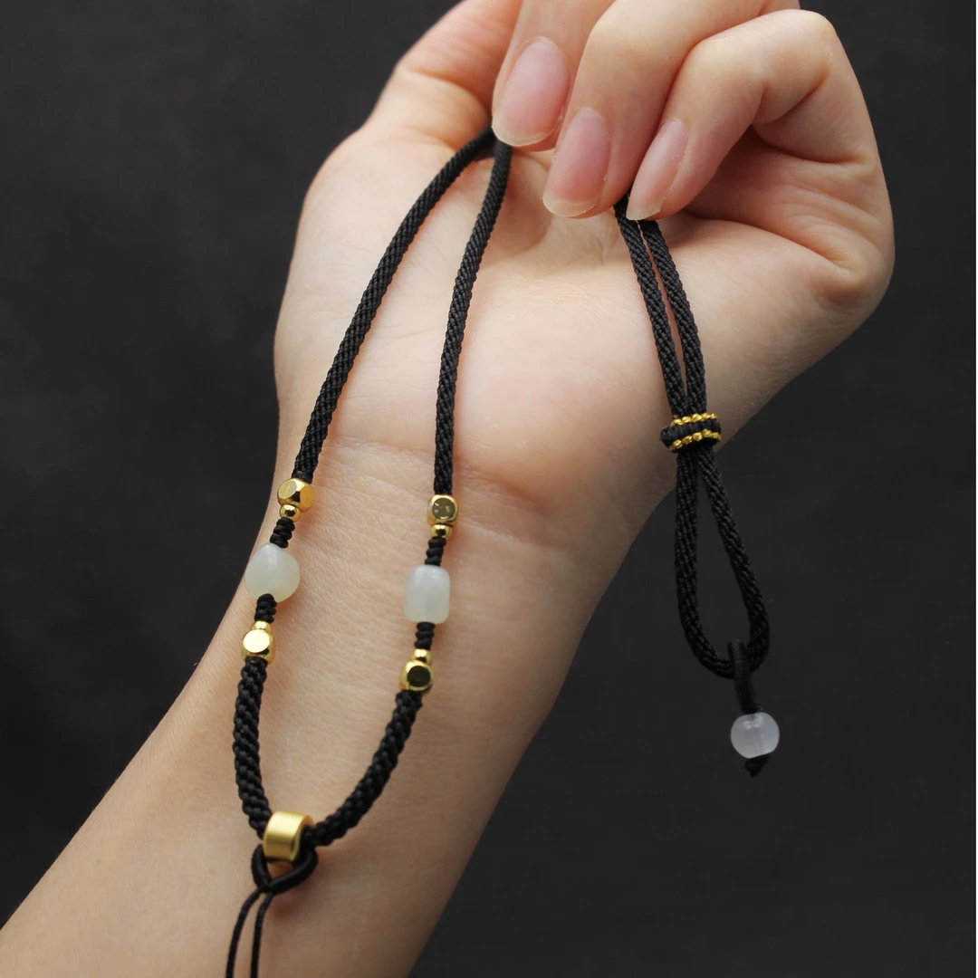 玉绳小店 天然和田玉吊坠绳子高货挂件绳高端挂绳可调节男女款A55