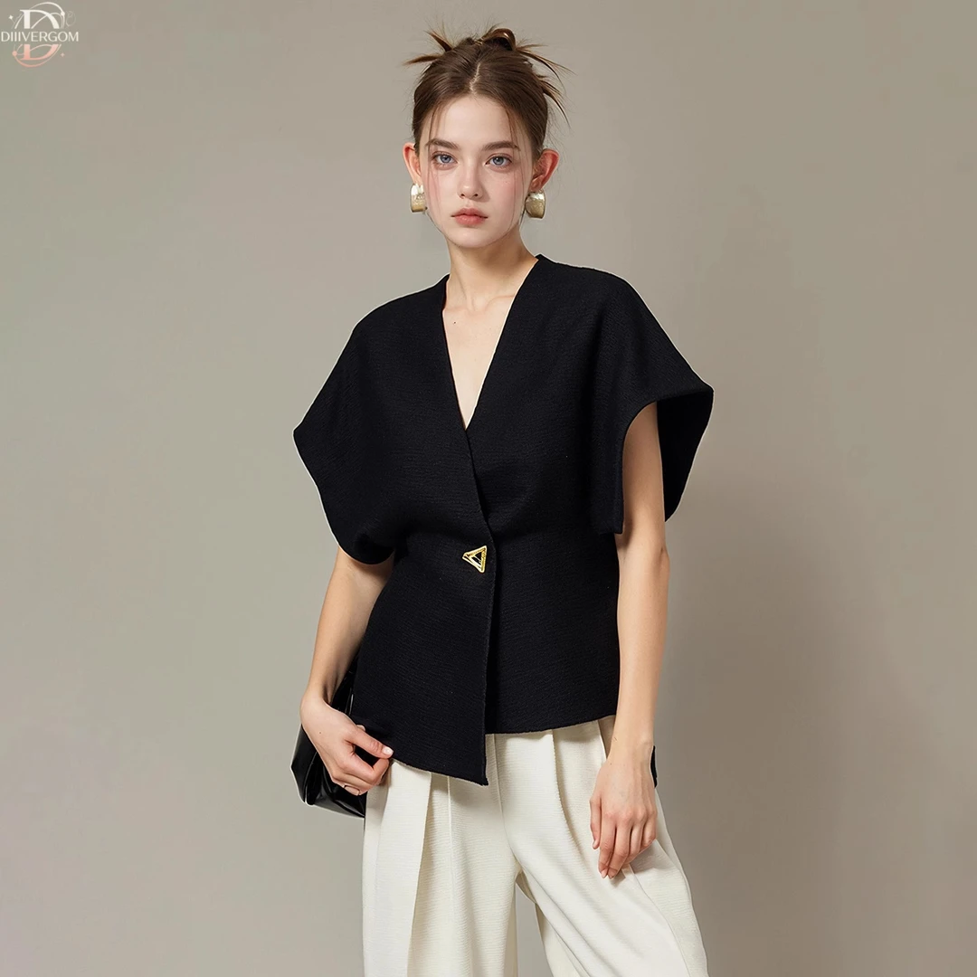 2025夏季新款法式酷飒时髦高级感衬衫不对称设计纯感欲慵懒风女装