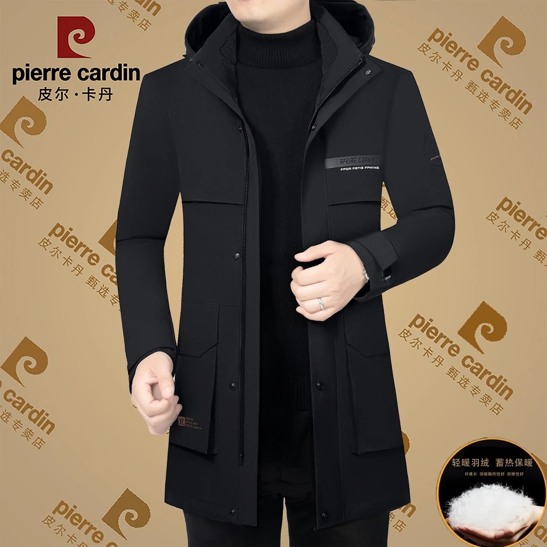 【清仓】皮尔卡丹羽绒服男高端鸭绒男款连帽商务中长款爆款外套男装