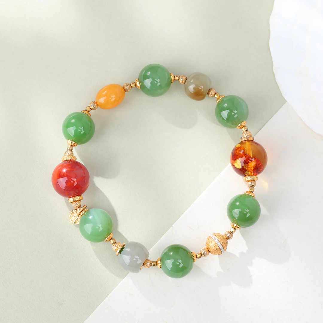 【央博玉】925银和田玉多宝手串-YB93810185-多样性发一|BHT6