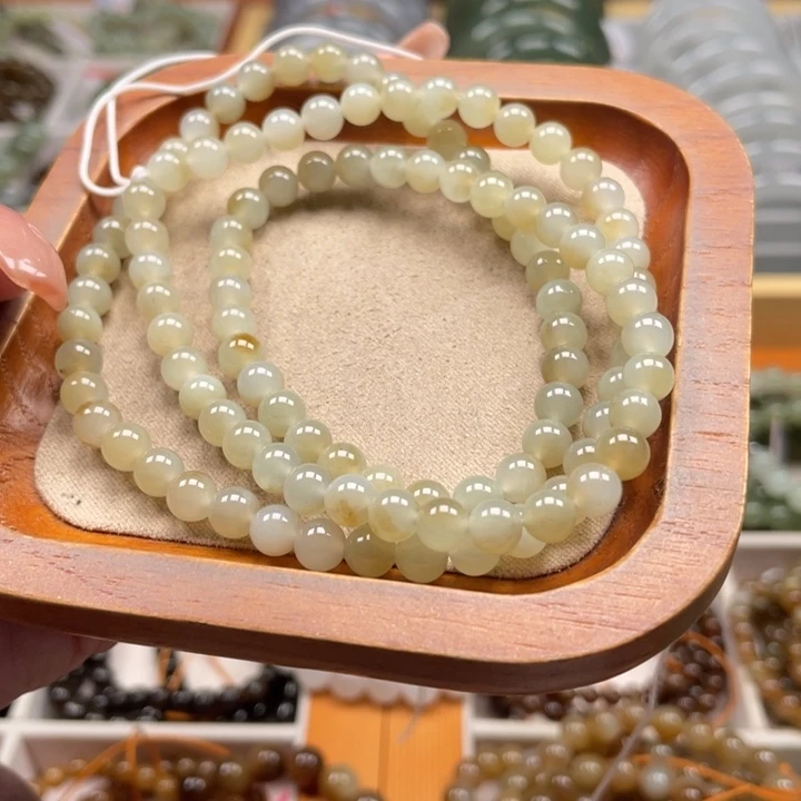 和田玉珠串6mm未镶嵌