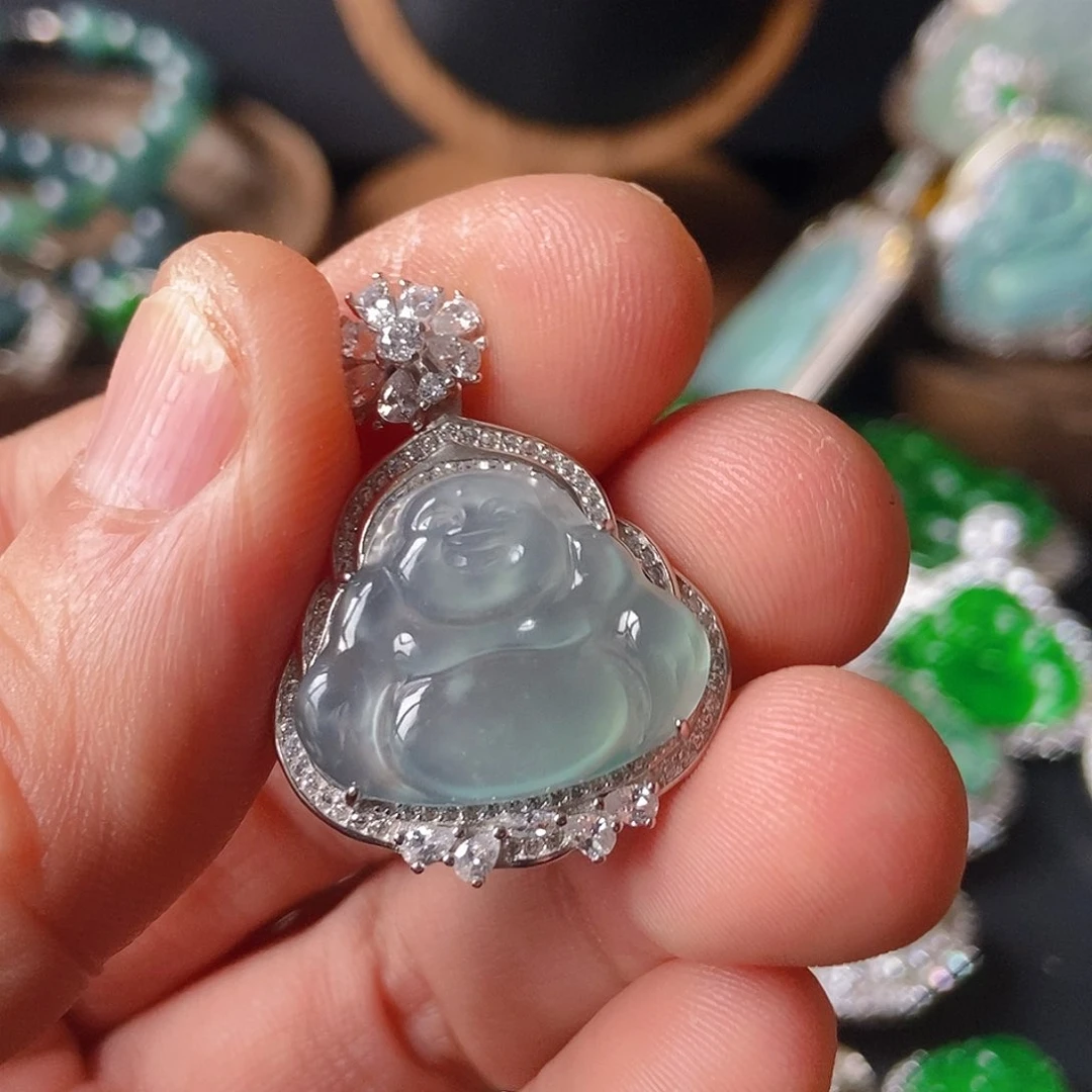 翡翠吊坠(不含链)银S925镶嵌石***?044吊坠