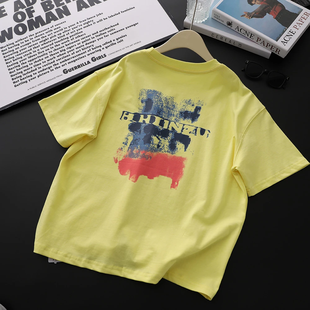 BT8664儿童潮牌无感水洗印花短袖新款打底男童休闲韩版中大童男宝