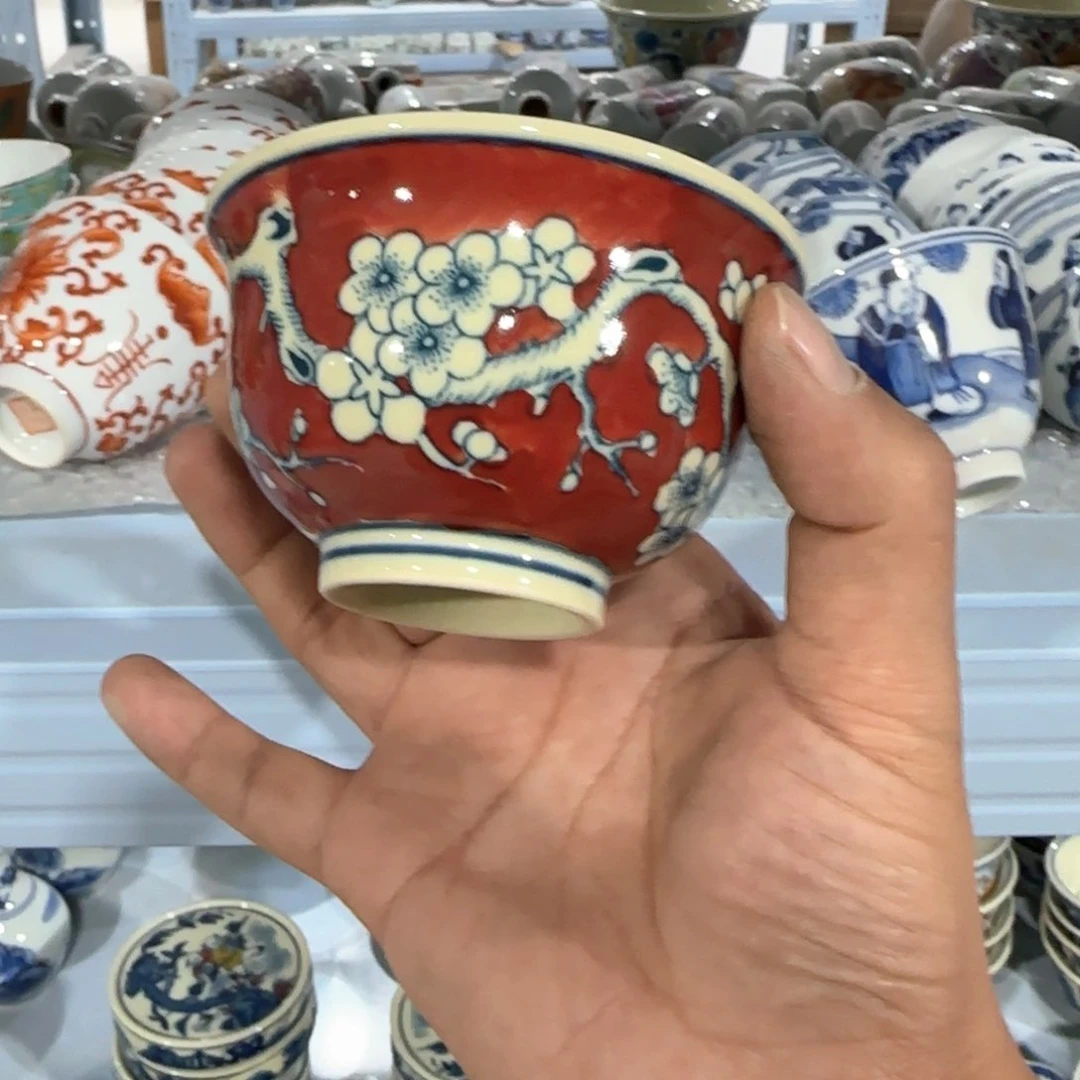 瓷片摆件手绘瓷器年底清清