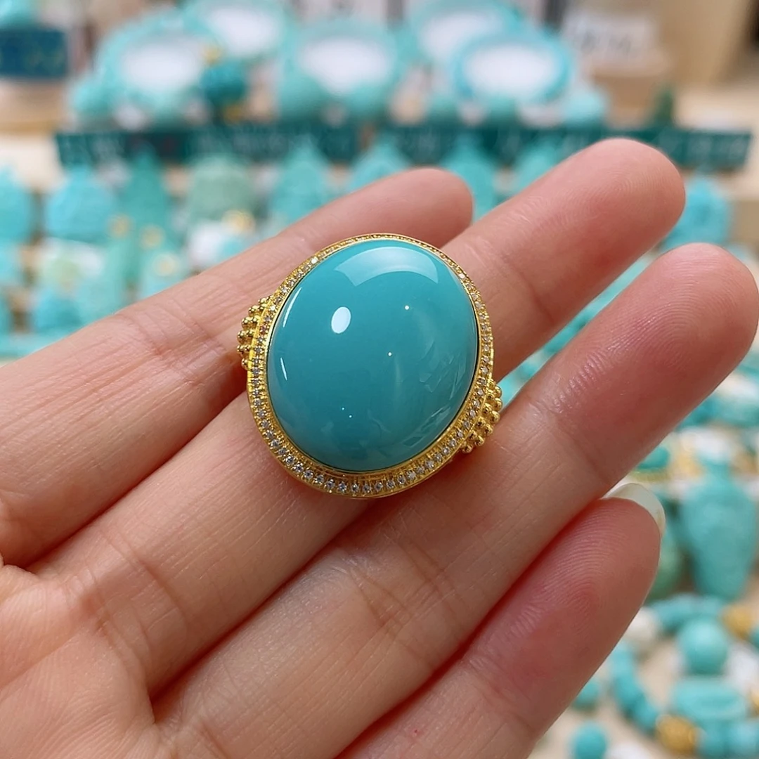 绿松石珠宝奇石18K金镶嵌