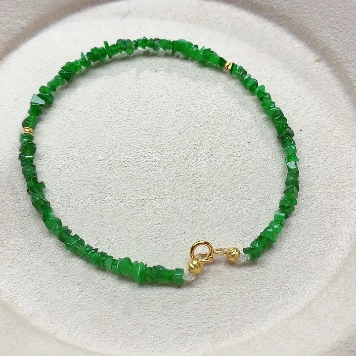 翡翠18K金镶嵌手链天然缅甸翡翠A货